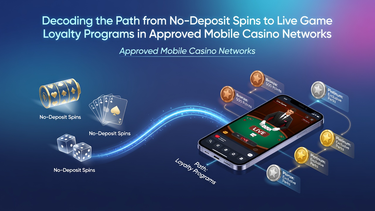 Mobile casino player engaging with no-deposit spins on smartphone leading toward live dealer tables