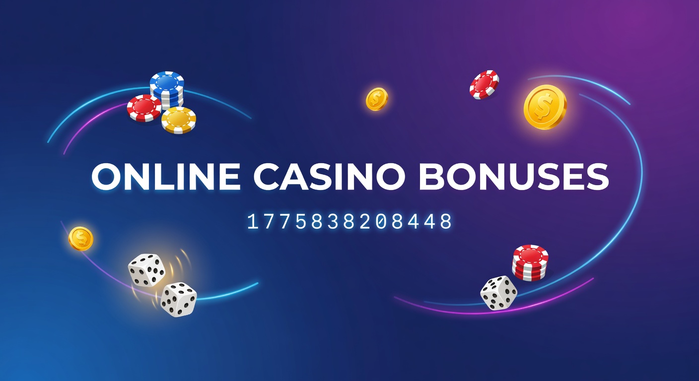 Vibrant display of online casino bonus icons including free spins wheels, chip stacks, and promotional banners highlighting welcome offers and cashback deals