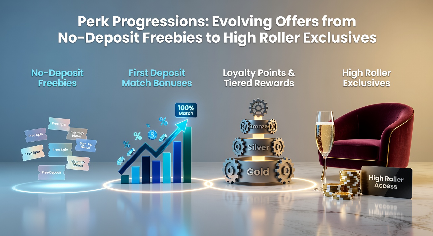 Visual ladder of casino loyalty levels illustrating bonus escalations from basic free spins to luxury high-roller invitations and private jets